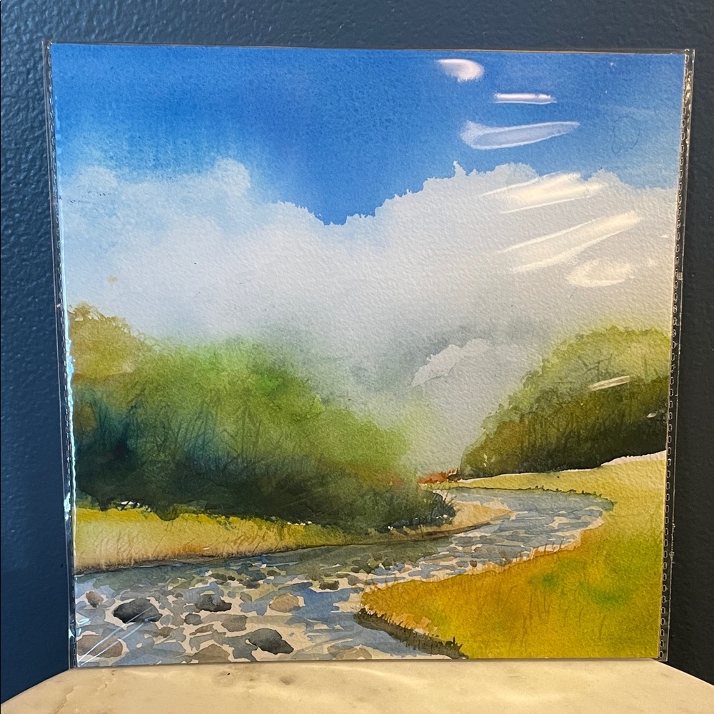 8x8 inch Serene Landscape Watercolor Art Print